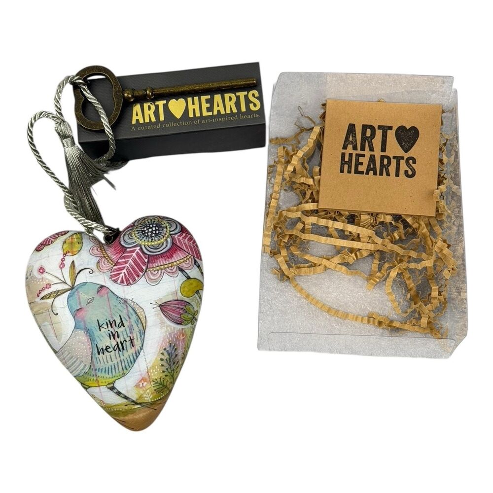 DEMDACO Art Kind in Heart Ornament Metal Brass with Key 4"